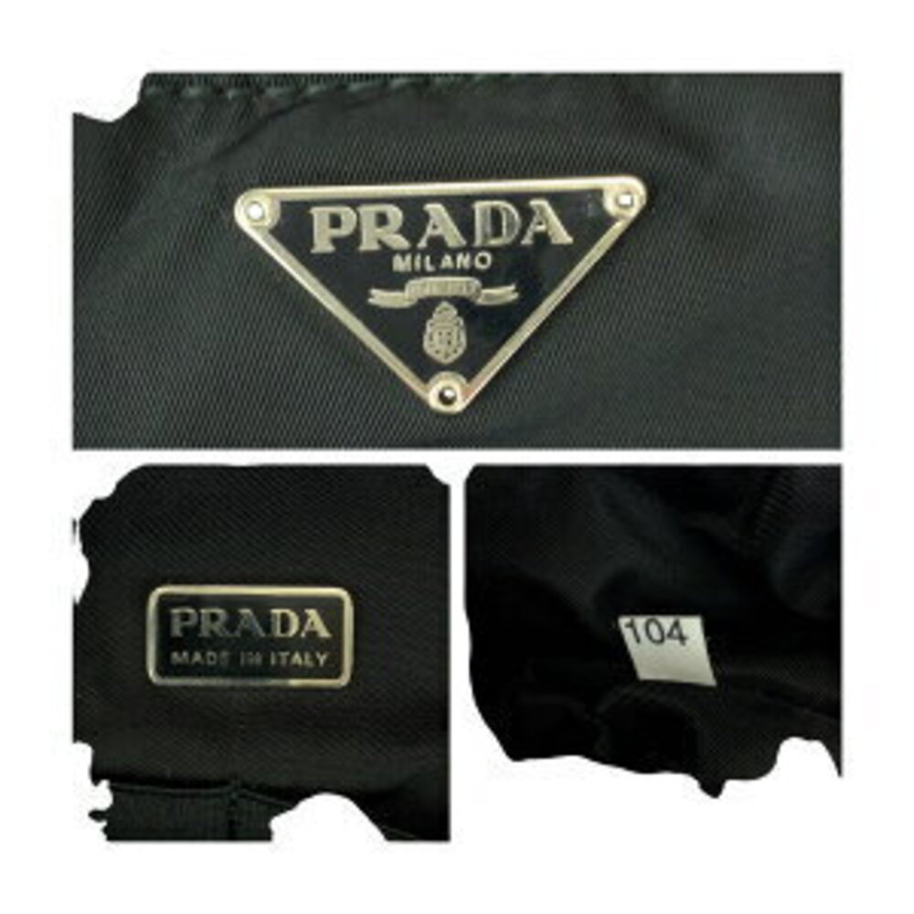 Prada handbag vanity nylon Tessuto plate black logo bag triangular - Picture 4 of 10